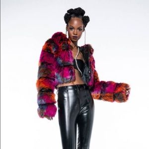 Muti Color Faux Fur Jacket